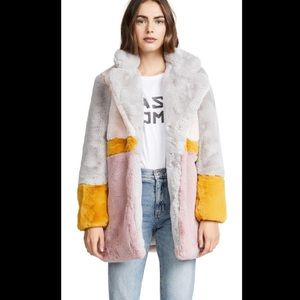 NWT Apparis Colorblock Faux Fur Coat